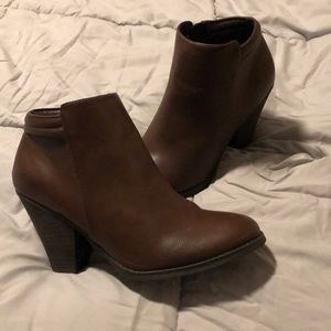 Brown leather ankle boots